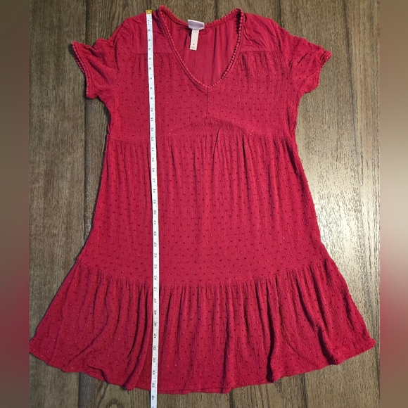 KNOX ROSE Burgundy Short Sleeve Dress with Swiss Dots Size Medium - Picture 9 of 12